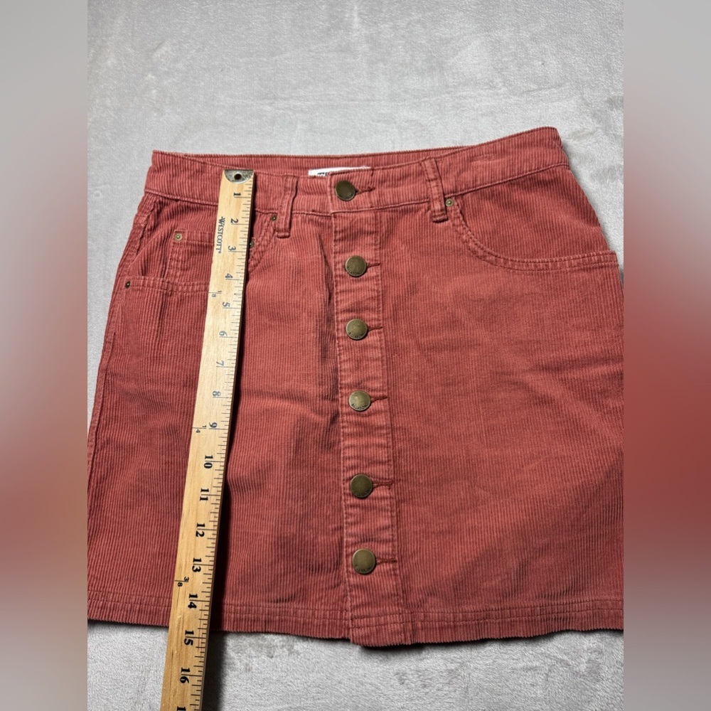 Billabong Dusty Rose Pink Retro Button Front Corduroy Mini Skirt Size 27 - Picture 7 of 16